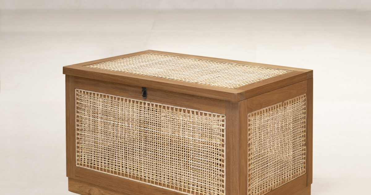 Teak And Cane Laundry Basket Phantom, Wooden Linen Box With Lid