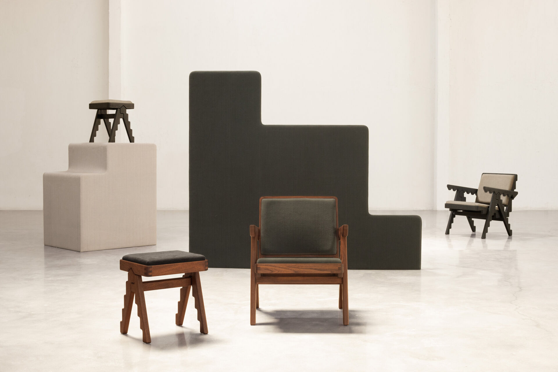 03 Brown Chair Black Fabric