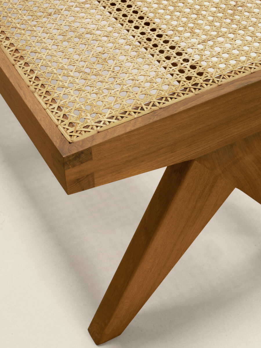 Teak and sales cane bench
