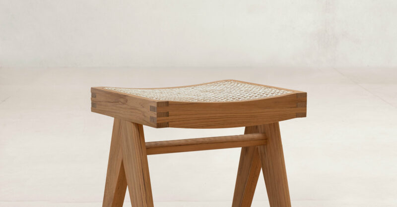 Pierre Jeanneret Low Cane Stool – Chandigarh MLA Hostels Re