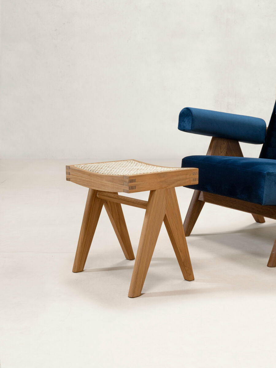 Low Cane Stool Pierre Jeanneret | Phantom Hands