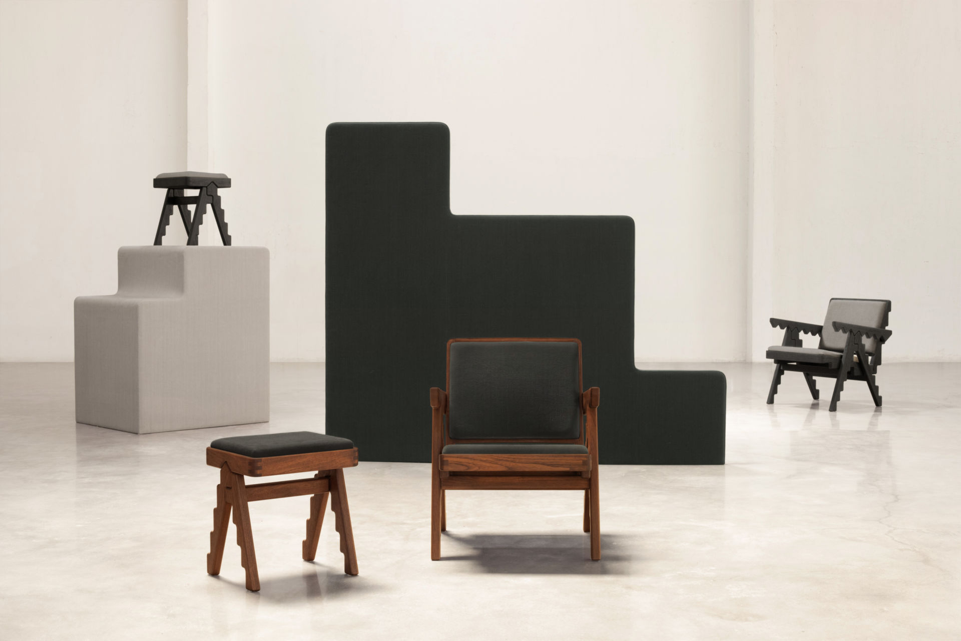 03 Brown Chair Black Fabric