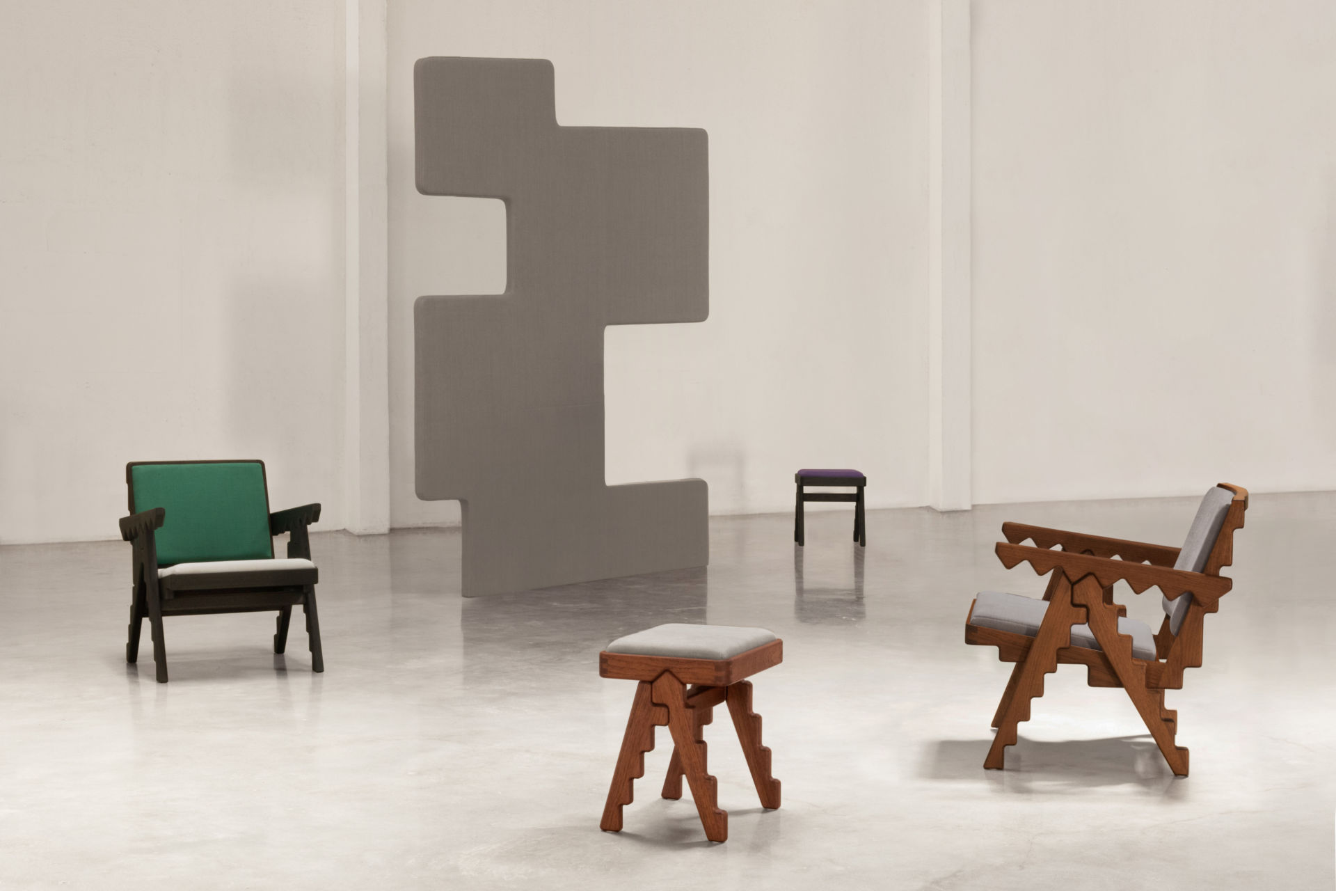 04 Brown Chair Grey Fabric