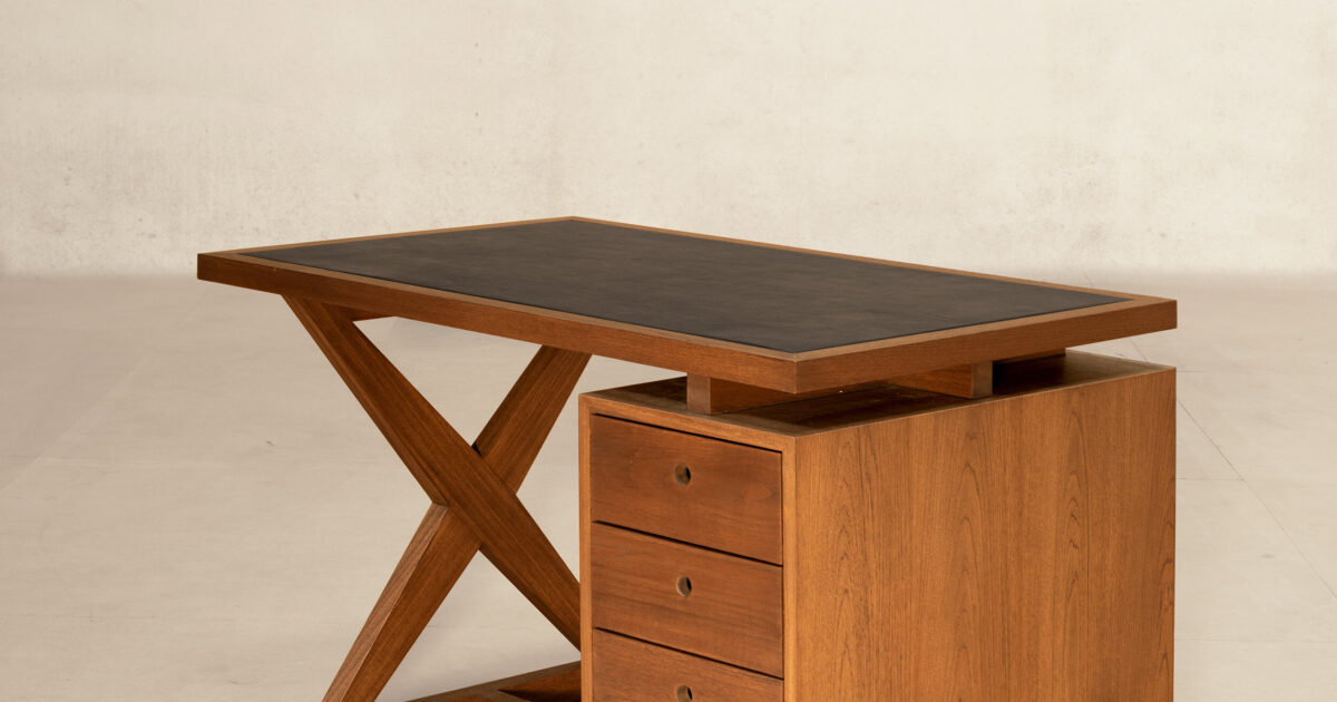 Pierre Jeanneret Study Desk X-Leg – Re-edition, 1960 | Phantom Hands