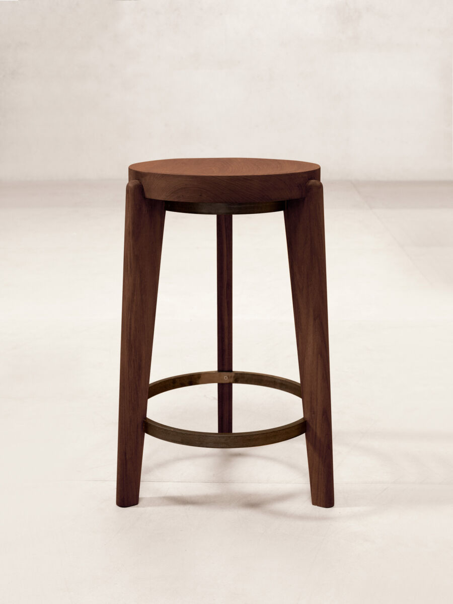 03 Counter Steel Ring Stool Back Dark Stain