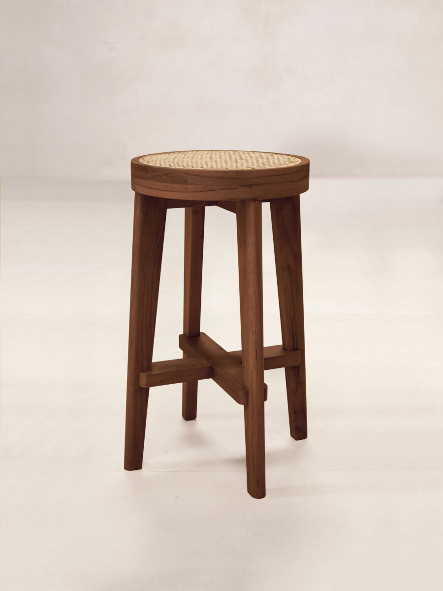 01 High Cane Seat Stool Isometric Dark Stain