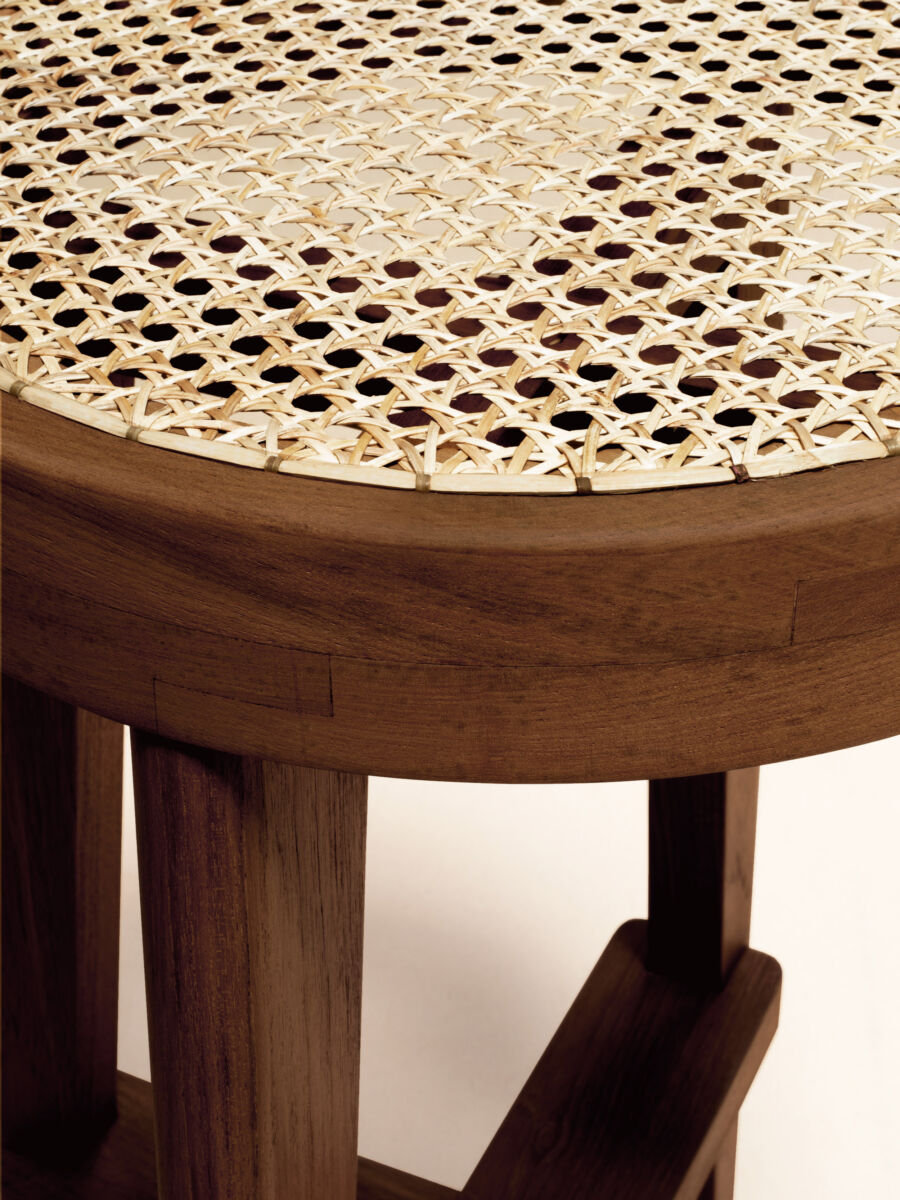 04 High Cane Seat Stool Detail A Dark Stain