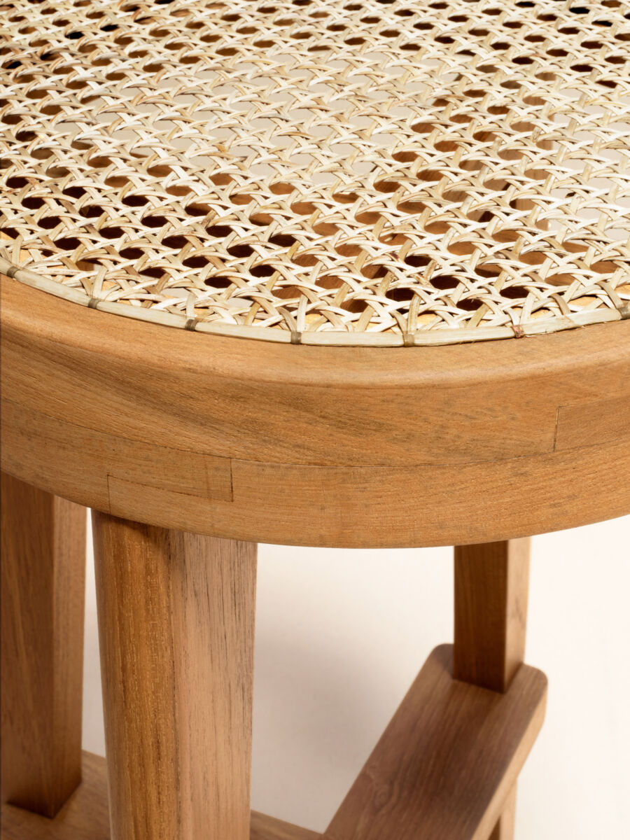 04 High Cane Seat Stool Detail A Natural T Eak