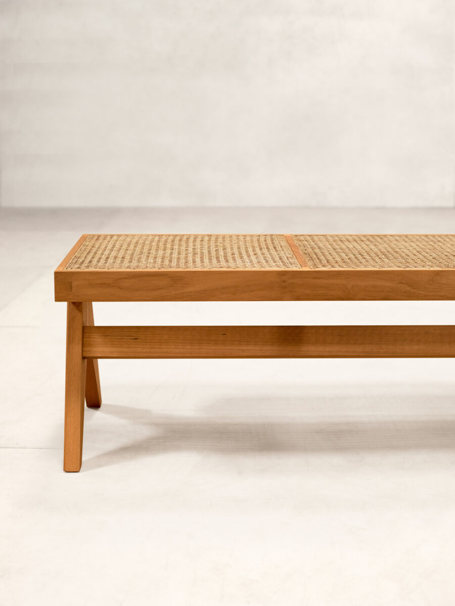 03 Chandigarh Bench Front Natural Teak