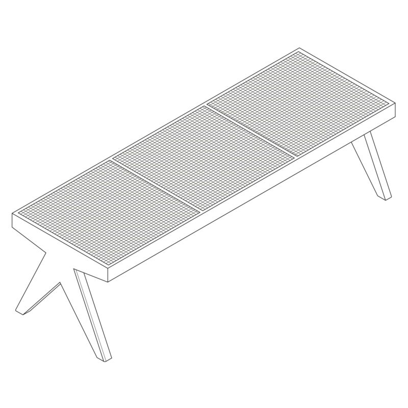 Teak and Cane Bench 2